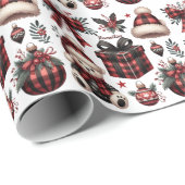 Rustikales Buffalo Kariert Re & Black Christmas De Geschenkpapier (Rolleneckpunkt)