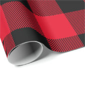 Rustikales Buffalo Kariert Red Black Geschenkpapier (Rolleneckpunkt)