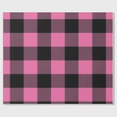 Rustikales Buffalo Kariert rosa Schwarz Geschenkpapier (Flach)