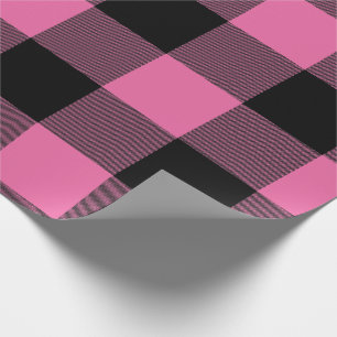 Rustikales Buffalo Kariert rosa Schwarz Geschenkpapier