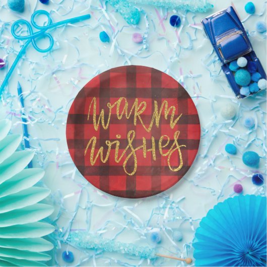 Rustikales Buffalo, Kariert, rot und schwarz Pappteller (Party)