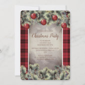 Rustikales Buffalo Kariert Silver Grau Weihnachtsf Einladung (Vorderseite)