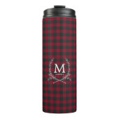 Rustikales Buffalo Kariert Tartan Monogram Thermosbecher (Vorderseite)