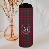 Rustikales Buffalo Kariert Tartan Monogram Thermosbecher