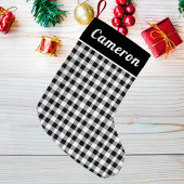 Rustikales Buffalo Kariert Tartan Schwarz-weißer N Kleiner Weihnachtsstrumpf