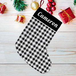 Rustikales Buffalo Kariert Tartan Schwarz-weißer N Kleiner Weihnachtsstrumpf