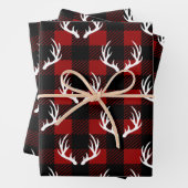 Rustikales Buffalo Kariert & White Deer Antler Geschenkpapier Set (Beispiel)