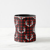 Rustikales Buffalo Kariert & White Deer Antler Mon Tasse (Zentrum)