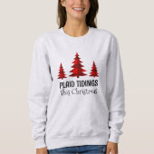 Rustikales Buffalo Karierte Weihnachtsbäume Wester Sweatshirt (Vorderseite)
