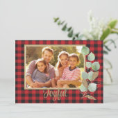 Rustikales Buffalo Karierter Glitzer Weihnachtsfam Karte (Stehend Vorderseite)