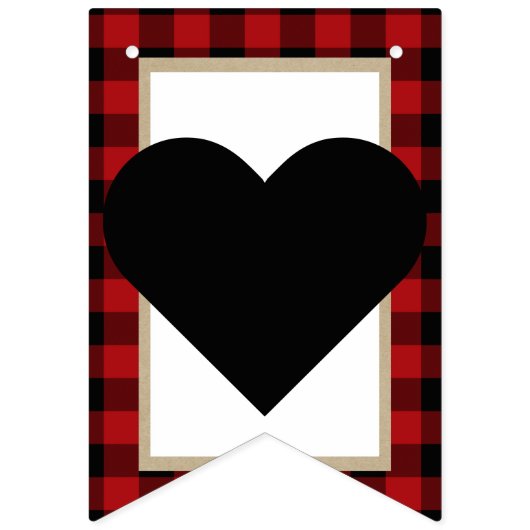 Rustikales Buffalo Karierter Landsitz Frau Wedding Wimpelkette (Zweite Fahne)