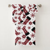 Rustikales Buffalo Karierter Strumpf Schneeflocken Badhandtuch Set (Insitu)