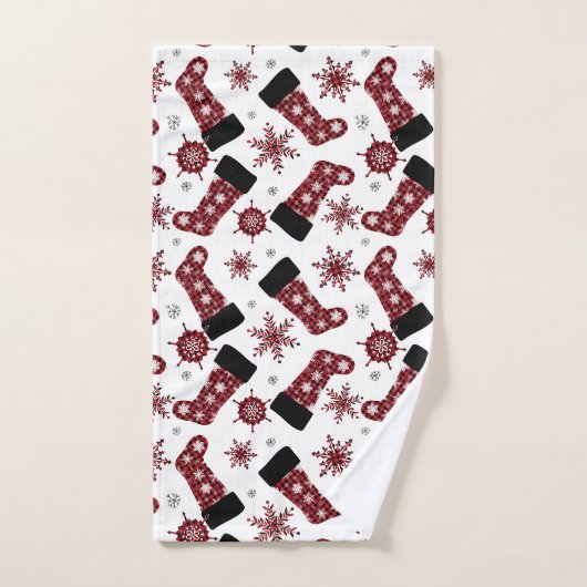 Rustikales Buffalo Karierter Strumpf Schneeflocken Badhandtuch Set (Handtuch)