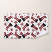 Rustikales Buffalo Karierter Strumpf Schneeflocken Badhandtuch Set (Handtuch)