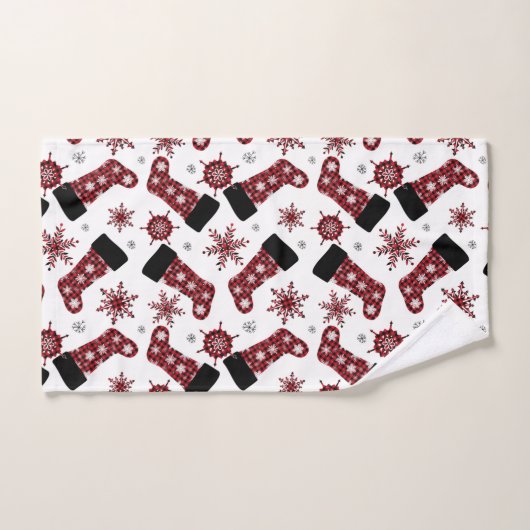 Rustikales Buffalo Karierter Strumpf Schneeflocken Badhandtuch Set (Handtuch)