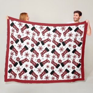 Rustikales Buffalo Karierter Strumpf Schneeflocken Fleecedecke