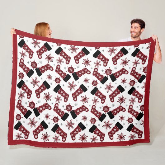 Rustikales Buffalo Karierter Strumpf Schneeflocken Fleecedecke (Beispiel)