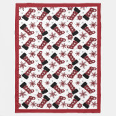 Rustikales Buffalo Karierter Strumpf Schneeflocken Fleecedecke (Vorderseite)