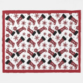 Rustikales Buffalo Karierter Strumpf Schneeflocken Fleecedecke (Vorderseite (Horizontal))