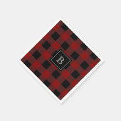 Rustikales Buffalo Kariertes Muster Mit Monogramm Serviette (Ecke)