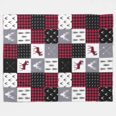Rustikales Buffalo Kariertes Patchwork Rotes Weihn Fleecedecke (Vorderseite (Horizontal))