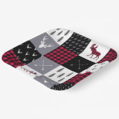 Rustikales Buffalo Kariertes Patchwork Rotes Weihn Pappteller (Gewinkelt)