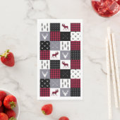 Rustikales Buffalo Kariertes Patchwork Rotes Weihn Serviette (Beispiel)