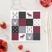 Rustikales Buffalo Kariertes Patchwork Rotes Weihn Serviette (Beispiel)