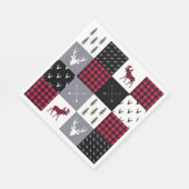 Rustikales Buffalo Kariertes Patchwork Rotes Weihn Serviette (Ecke)
