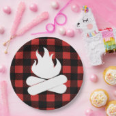 Rustikales Buffalo Karo Kariert & Campfire Pappteller (Party)