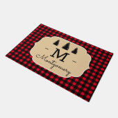 Rustikales Buffalo Karo Kariert & Wald Bäume Fußmatte (Schrägansicht)