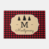 Rustikales Buffalo Karo Kariert & Wald Bäume Fußmatte (Vorderseite)