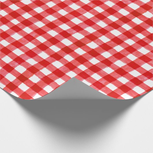 Rustikales Buffalo Karo Rot und Weißes Papier Geschenkpapier (Ecke)