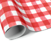 Rustikales Buffalo Karo Rot und Weißes Papier Geschenkpapier (Rolleneckpunkt)