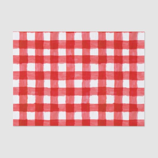 Rustikales Buffalo Karo Rot und Weißes Tissue Pape Seidenpapier (Vorderseite)