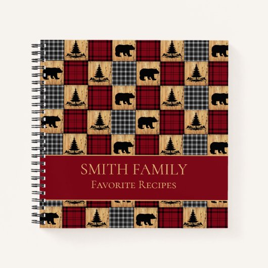 Rustikales Buffalo Karo Rotes Rotes Rezept Notizblock (Vorderseite)