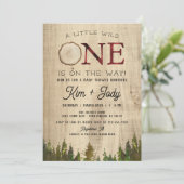 Rustikales Buffalo Karo Wild One Baby Dusche Einladung (Stehend Vorderseite)