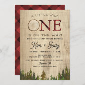 Rustikales Buffalo Karo Wild One Baby Dusche Einladung (Vorne/Hinten)