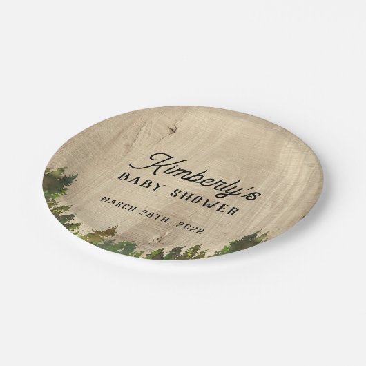 Rustikales Buffalo Karo Wild One Baby Dusche Pappteller (Schrägansicht)