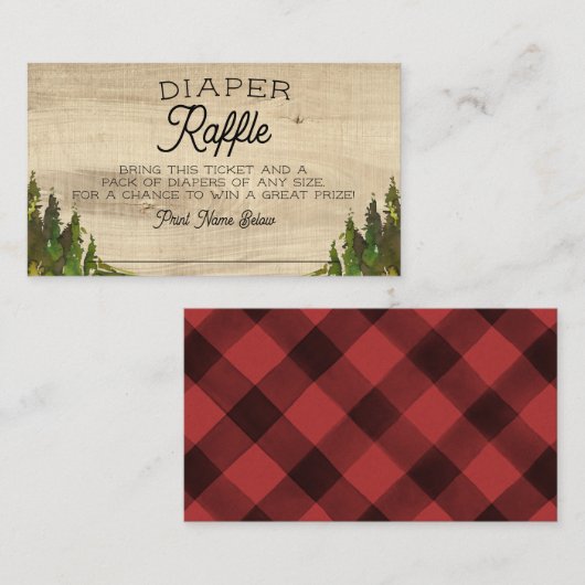Rustikales Buffalo Karo Wild One Diaper Raffel Mitteilungskarte (Vorne/Hinten)