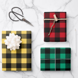 Rustikales Buffalo Plaid Pattern Geschenkpapier Set