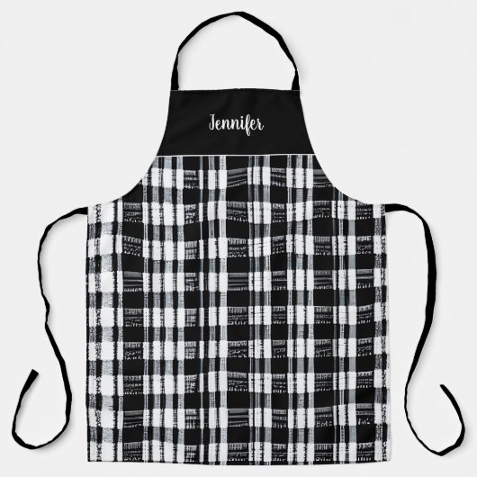 Rustikales Büffel in Schwarz und Weiß kariert Schürze (Vorderseite)