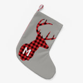 Rustikales Büffel-kariertes rotes Schwarzes Kleiner Weihnachtsstrumpf (Vorderansicht (hängend))