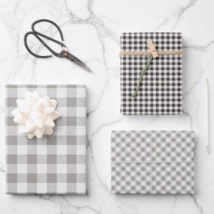Rustikales Büffel-Karo 3 verschiedene Muster Geschenkpapier Set