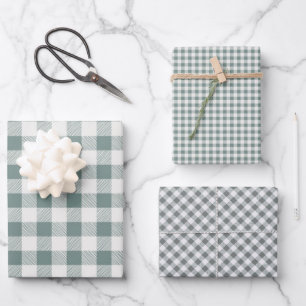 Rustikales Büffel-Karo in 3 verschiedenen Mustern Geschenkpapier Set