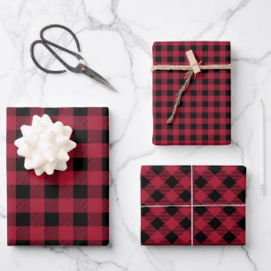 Rustikales Büffel-Karo-Schottenmuster Geschenkpapier Set