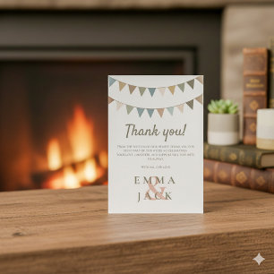 Rustikales bunting mit Ampere und Hochzeit danke
