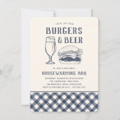 Rustikales Burgers & Beer Housewarming GRILLEN Par Einladung (Vorderseite)
