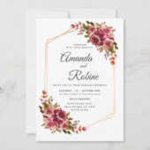 Rustikales Burgund & Blush Einladung (Vorderseite)