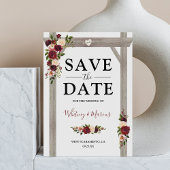 Rustikales Burgund Blush Floral Boho Save the Date Ankündigungspostkarte